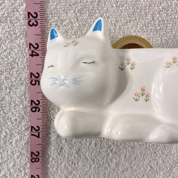 Vintage Floral Ceramic Kitty Cat Tape Dispenser - Picture 11 of 12